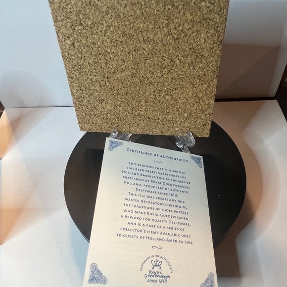 Vintage Blue Delft Holland America Line Statendam,Maasdam, Ryndam with Sailboat - Picture 3 of 3